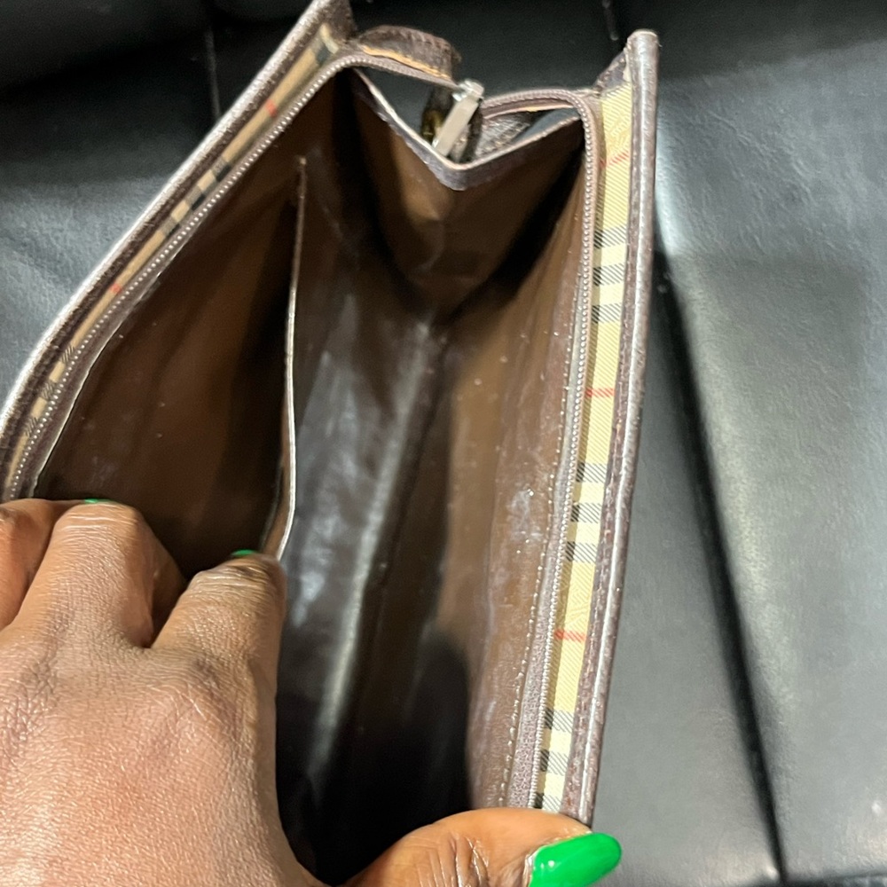 Burberry Tan Check Clutch with Brown Trim - Picture 7 of 8